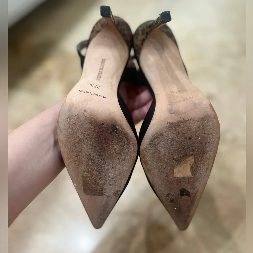 Manolo Blahnik Two-Tone Black and Brown Heels